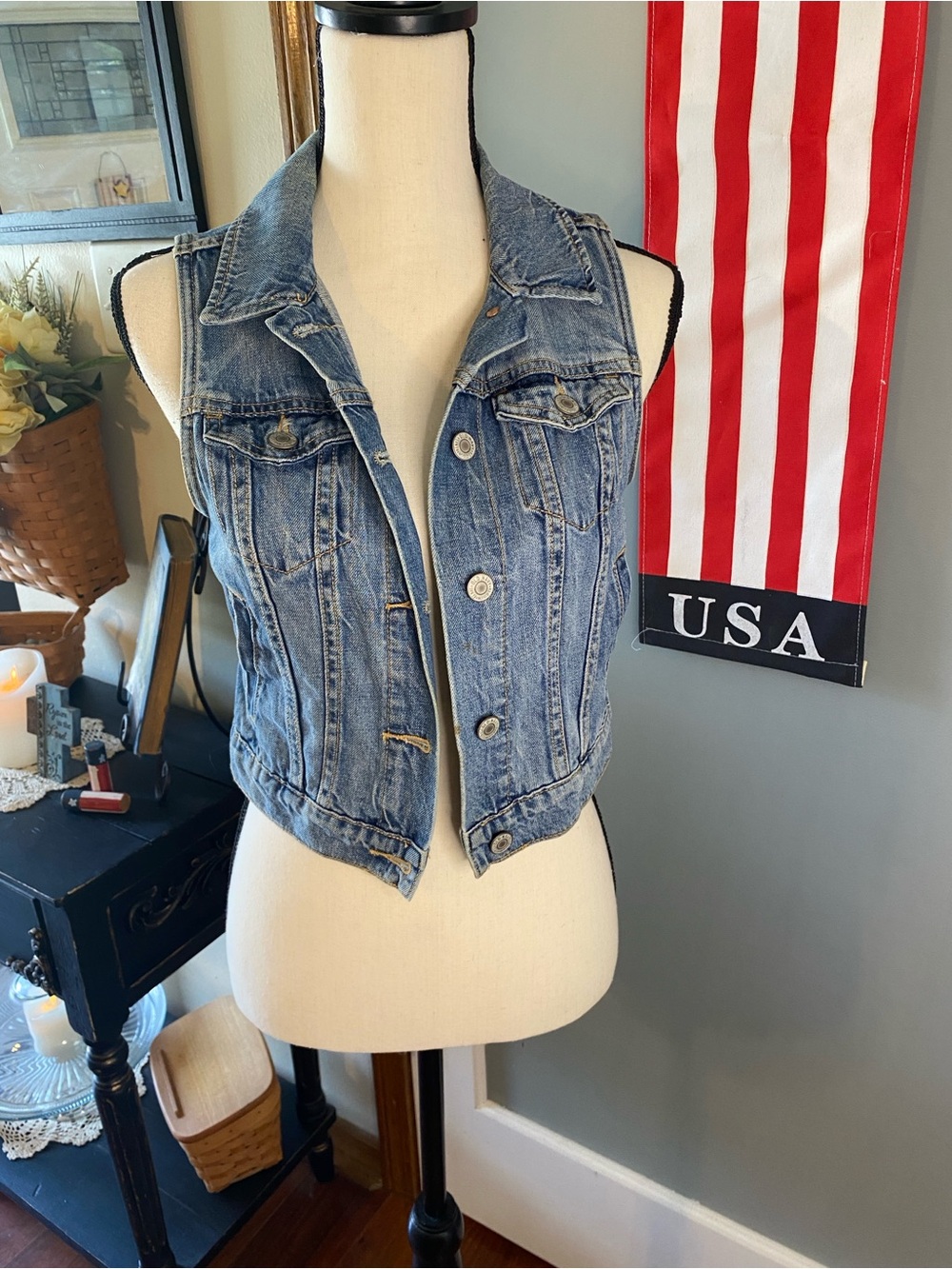 Old Navy Light Blue Denim Vest
